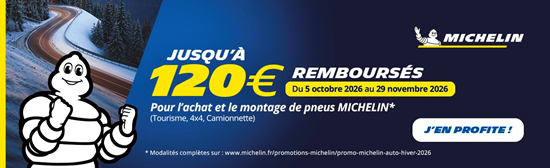 Jusqu'à 120€ remboursés sur les pneus Michelin !